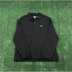 Lacoste Polo Shirt Mens 3XL Black Long Sleeve Pique Cotton Crocodile Logo Patch